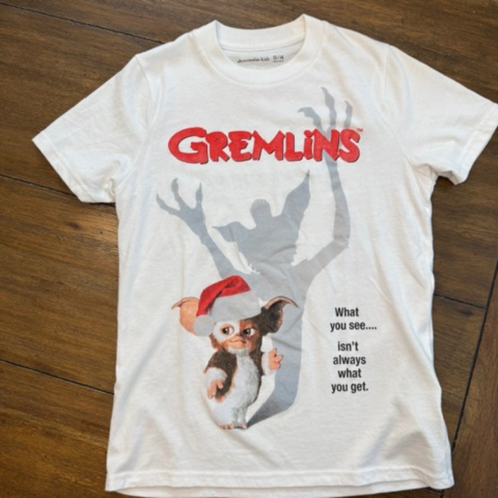 NEW abercrombie Kids Gremlins Christmas graphic tee - Size 13/14